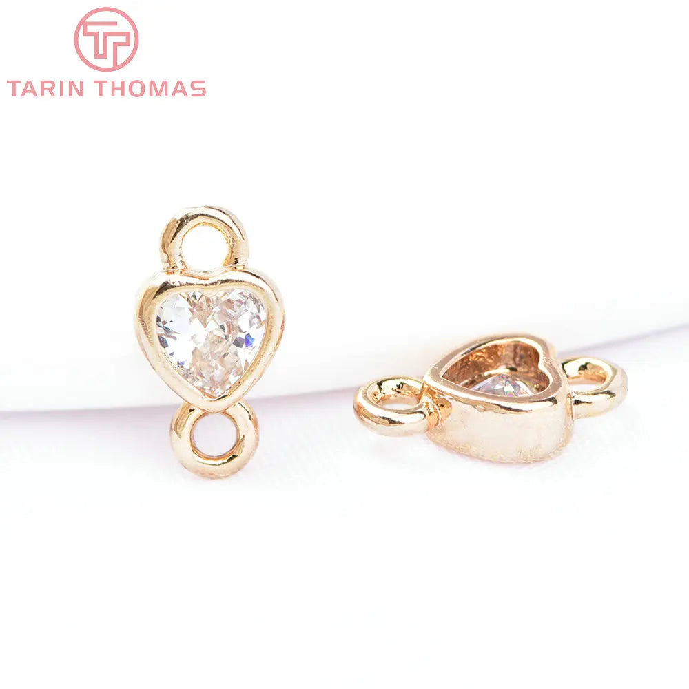 10PCS 7MM 6MM Brass Zircon Charms Pendants for DIY Jewelry Making