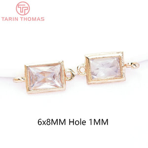 10PCS 7MM 6MM Brass Zircon Charms Pendants for DIY Jewelry Making