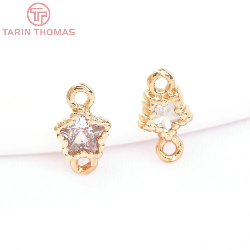 10PCS 7MM 6MM Brass Zircon Charms Pendants for DIY Jewelry Making