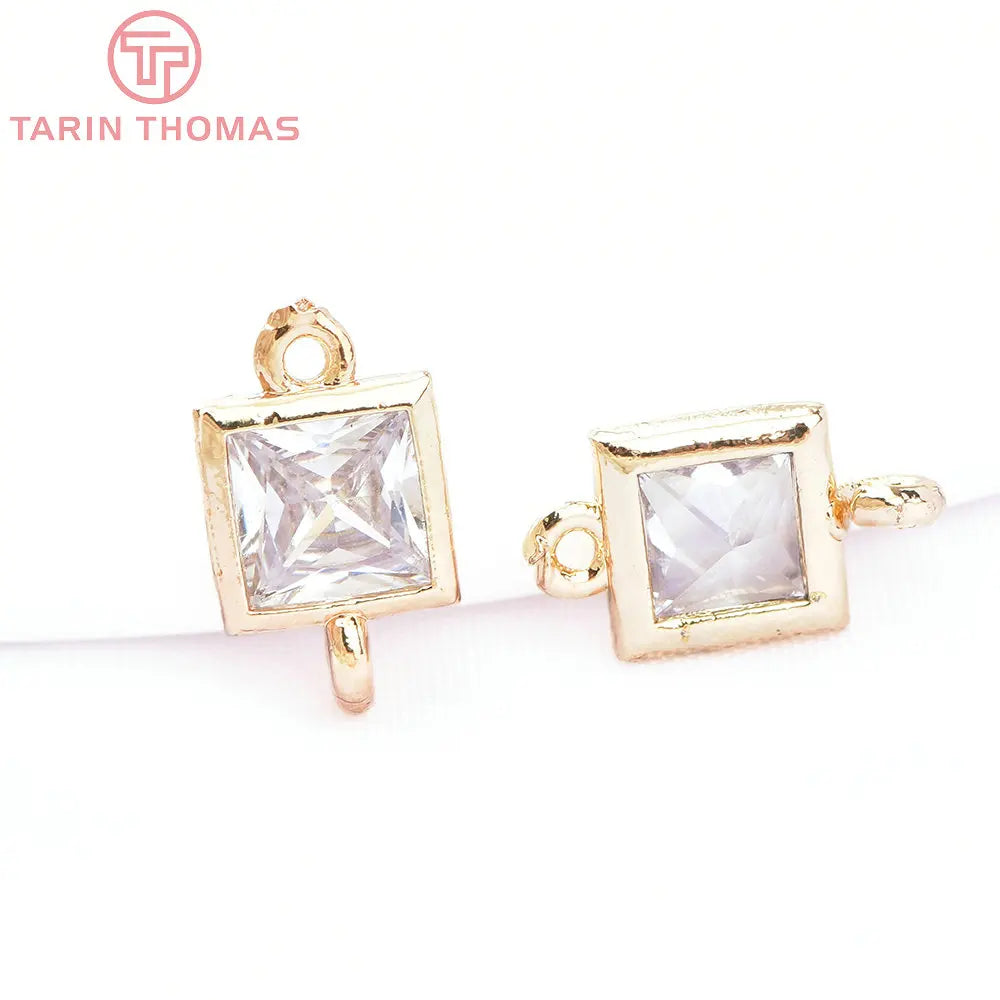 10PCS 7MM 6MM Brass Zircon Charms Pendants for DIY Jewelry Making