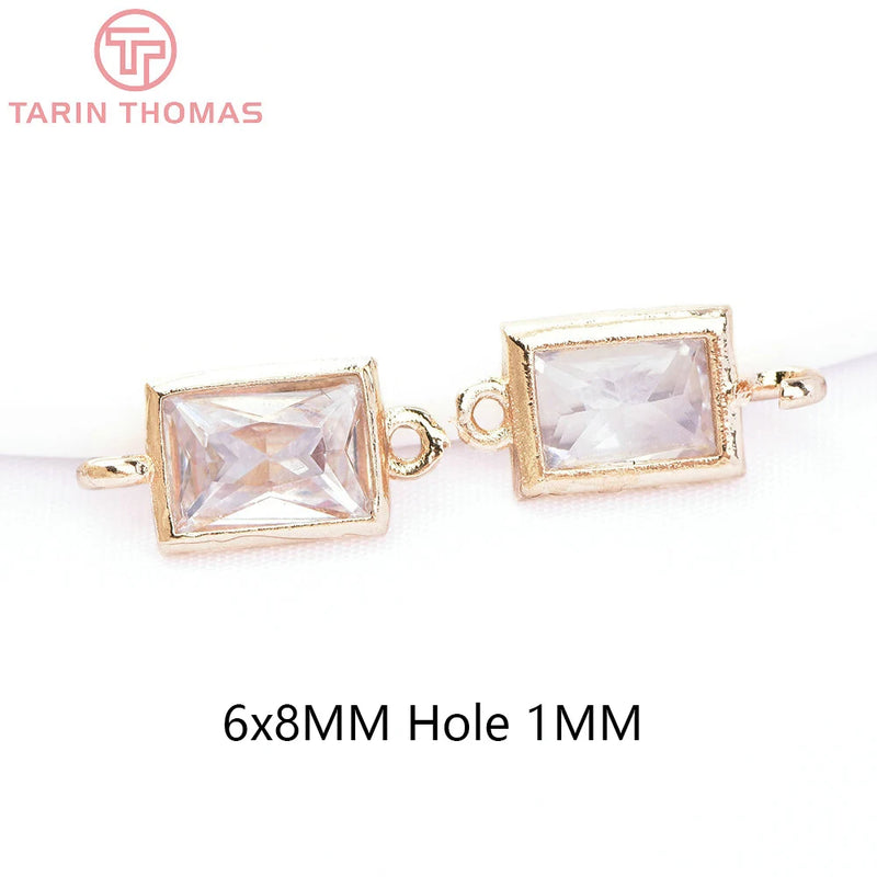 10PCS 7MM 6MM Brass Zircon Charms Pendants for DIY Jewelry Making