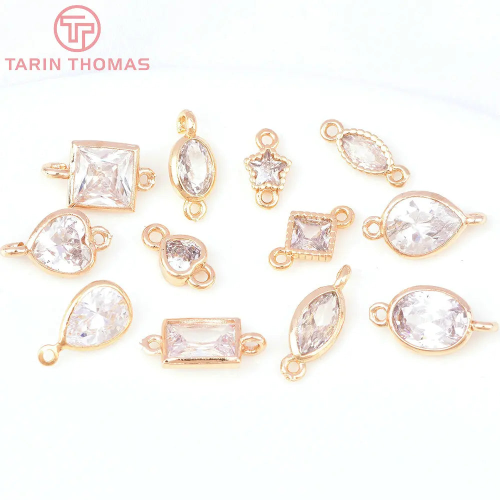 10PCS 7MM 6MM Brass Zircon Charms Pendants for DIY Jewelry Making