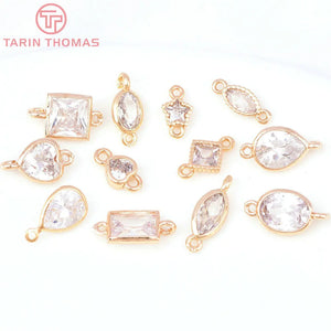 10PCS 7MM 6MM Brass Zircon Charms Pendants for DIY Jewelry Making
