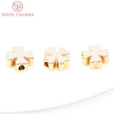 20PCS 7.5MM 24K Plated Brass Four-leaf Clover Beads