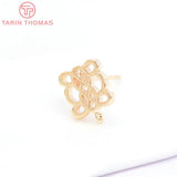 6PCS 9MM 24K Brass Square Stud Earrings - DIY Jewelry Findings