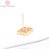 6PCS 9MM 24K Brass Square Stud Earrings - DIY Jewelry Findings