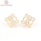 6PCS 9MM 24K Brass Square Stud Earrings - DIY Jewelry Findings