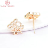 6PCS 9MM 24K Brass Square Stud Earrings - DIY Jewelry Findings