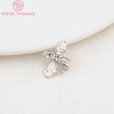 10PCS 14x10MM 24K Brass Bee Pendants Charms DIY Jewelry Findings