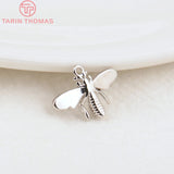 10PCS 14x10MM 24K Brass Bee Pendants Charms DIY Jewelry Findings