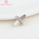 10PCS 14x10MM 24K Brass Bee Pendants Charms DIY Jewelry Findings