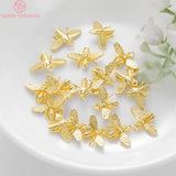 10PCS 14x10MM 24K Brass Bee Pendants Charms DIY Jewelry Findings