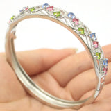 Green Peridot Tanzanite Tourmaline Aquamarine CZ Silver Bracelet