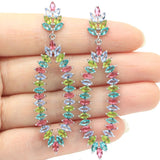 Green Peridot Tourmaline Tanzanite Aquamarine Earrings
