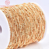 3MM 24K Brass Chain Beads 2Meters Necklace Bracelet DIY Jewelry Findings