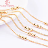 3MM 24K Brass Chain Beads 2Meters Necklace Bracelet DIY Jewelry Findings