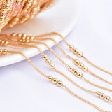 3MM 24K Brass Chain Beads 2Meters Necklace Bracelet DIY Jewelry Findings