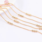 3MM 24K Brass Chain Beads 2Meters Necklace Bracelet DIY Jewelry Findings
