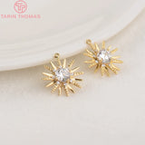4PCS 15x16MM 24K Brass Zircon Star Pendants Charms Diy Jewelry Findings