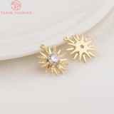 4PCS 15x16MM 24K Brass Zircon Star Pendants Charms Diy Jewelry Findings