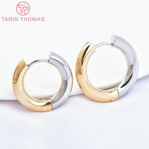 2PCS 20MM 22MM Bicolor Stainless Steel Round Earrings Hoop DIY Jewelry Making