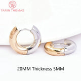 2PCS 20MM 22MM Bicolor Stainless Steel Round Earrings Hoop DIY Jewelry Making