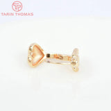 4PCS 15x13MM 24K Brass Zircon Bear Heart Earring Clasp DIY Jewelry Findings