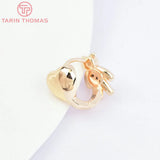 4PCS 15x13MM 24K Brass Zircon Bear Heart Earring Clasp DIY Jewelry Findings