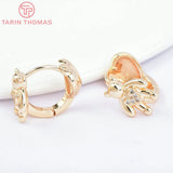4PCS 15x13MM 24K Brass Zircon Bear Heart Earring Clasp DIY Jewelry Findings