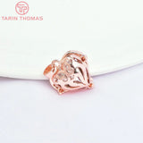 4PCS 16x17MM 24K Brass Zircon Heart Charms Pendants DIY Jewelry Making
