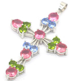Long Cross Green Peridot Pendant for Men