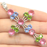 Long Cross Green Peridot Pendant for Men