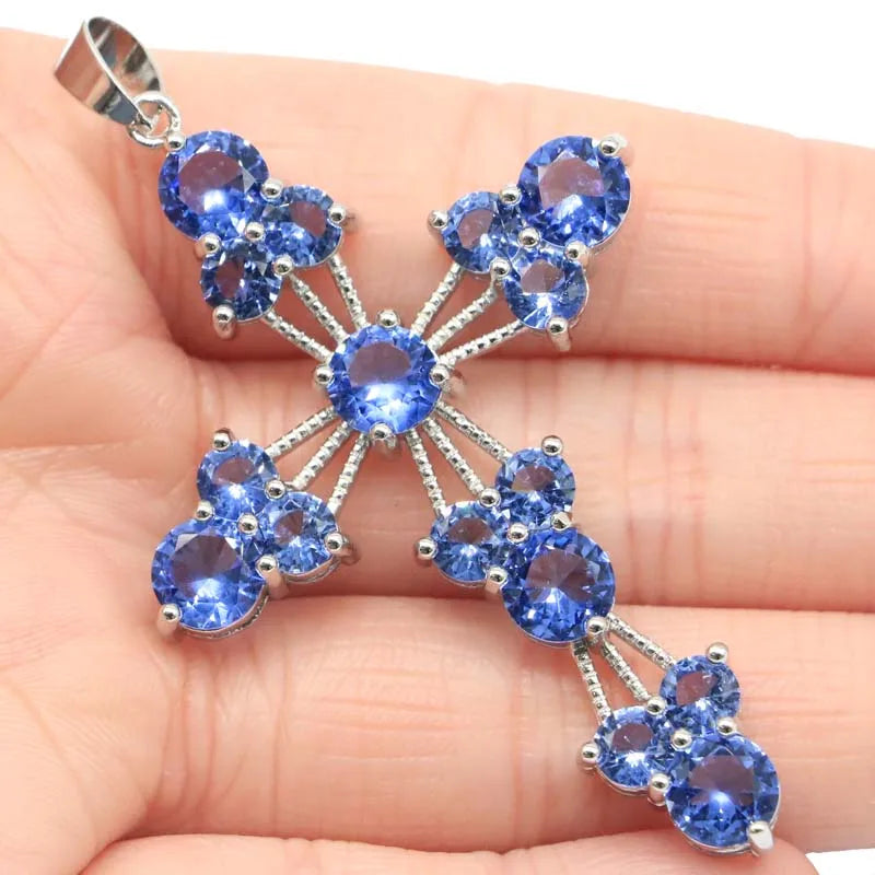 Violet Tanzanite Pink Kunzite Silver Pendant