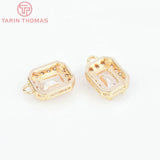 4PCS 7x10.5MM 24K Brass Zircon Charms Pendants DIY Jewelry Findings