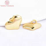 6PCS 10MM 18K Brass Heart Charms Pendants for DIY Jewelry Making