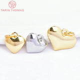 6PCS 10MM 18K Brass Heart Charms Pendants for DIY Jewelry Making