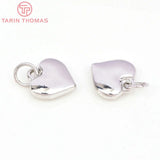 6PCS 10MM 18K Brass Heart Charms Pendants for DIY Jewelry Making