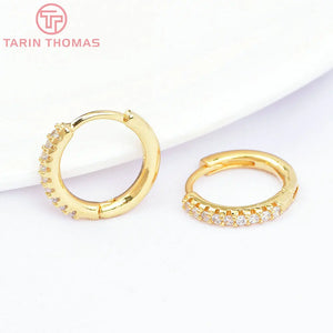 4PCS 13.5x12.5MM 18K Brass Zircon Earring Clasp