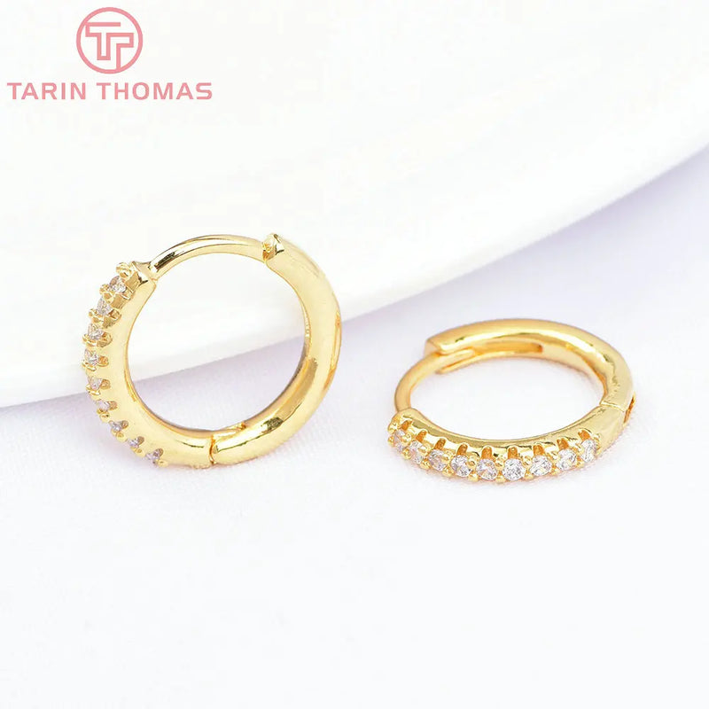 4PCS 13.5x12.5MM 18K Brass Zircon Earring Clasp