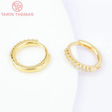 4PCS 13.5x12.5MM 18K Brass Zircon Earring Clasp