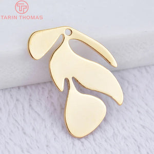 12PCS 24K Brass Leaf Leaves Pendants High Diy Jewelry Findings