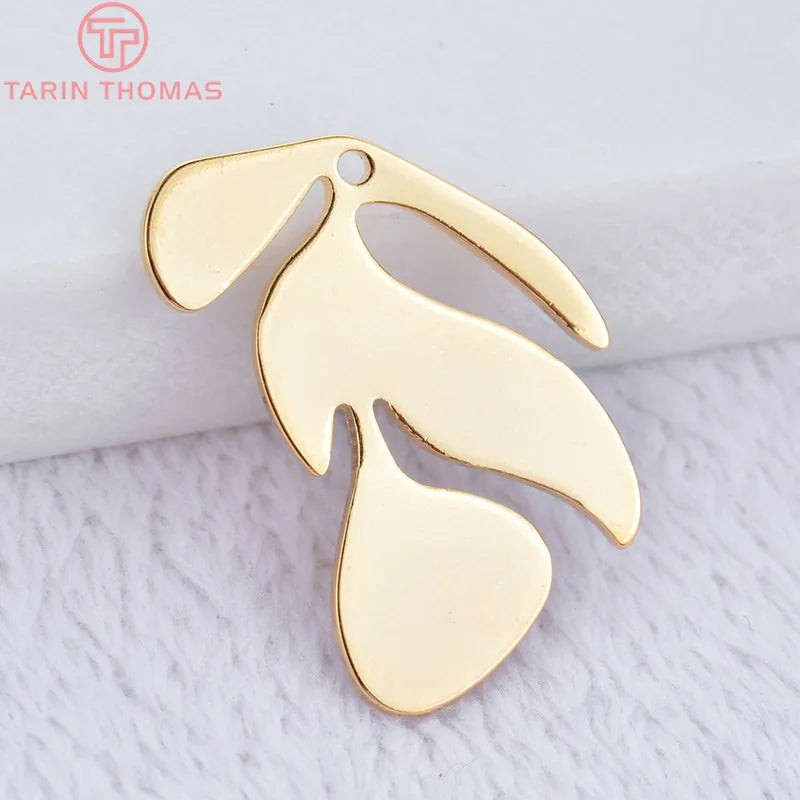 12PCS 24K Brass Leaf Leaves Pendants High Diy Jewelry Findings