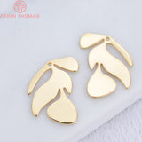 12PCS 24K Brass Leaf Leaves Pendants High Diy Jewelry Findings