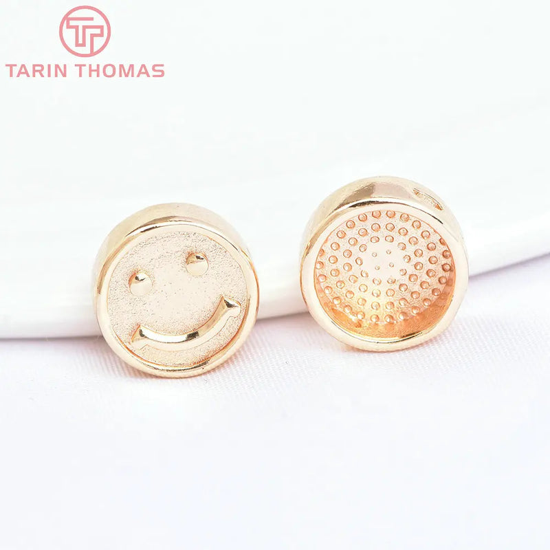 6PCS 10x4MM Brass Smiling Face Beads DIY Jewelry Accessories