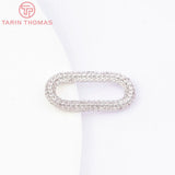 2PCS Platinum Brass Oval Charms Pendants with Zircon - DIY Jewelry Makin