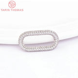 2PCS Platinum Brass Oval Charms Pendants with Zircon - DIY Jewelry Makin
