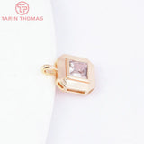 6PCS 8MM Brass Zircon Square Charms Pendants DIY Jewelry Making Findings