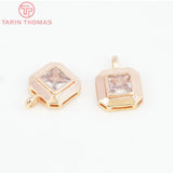 6PCS 8MM Brass Zircon Square Charms Pendants DIY Jewelry Making Findings