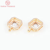 6PCS 8MM Brass Zircon Square Charms Pendants DIY Jewelry Making Findings