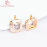 6PCS 8MM Brass Zircon Square Charms Pendants DIY Jewelry Making Findings